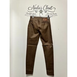 Burbu Jeans High Rise Triple Button Coated Brown Skinny Pants Size 11